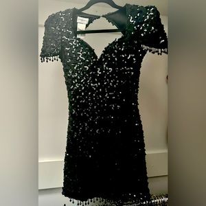 Lisaro & Co Vintage Black Sequin Mini Dress